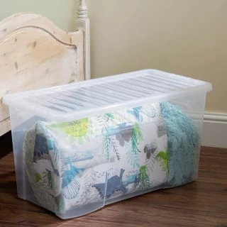 B&M Large Storage Box With Lid 110L - Clear - Image 2