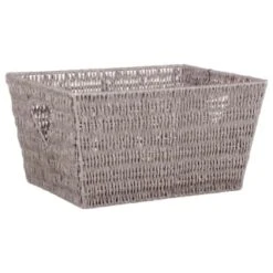 B&M Vannes Heart Cut Out Wicker Basket - Grey