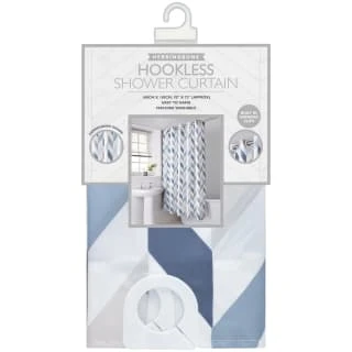 B&M Hookless Print Shower Curtain - Blue - Image 2