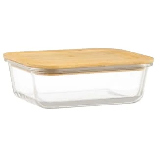 B&M Rectangular Glass Food Containers With Bamboo Lids 2pk - Image 2