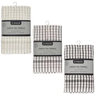 B&M Check Tea Towels - Black 3pk - Image 5