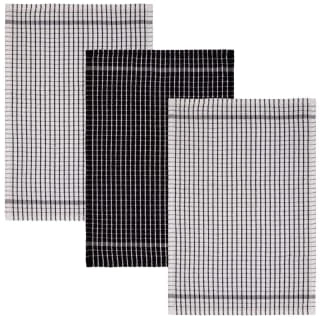 B&M Check Tea Towels - Black 3pk - Image 2