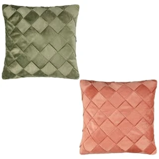 B&M Basket Weave Velvet Cushion - Sage - Image 3