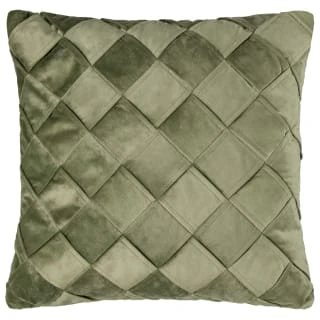 B&M Basket Weave Velvet Cushion - Sage