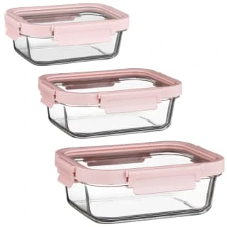 B&M Pink Glass Food Container - Small - Image 3