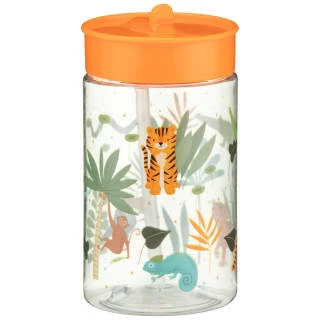 B&M Little Safari Kids Cup With Straw Lid - Orange - Image 2