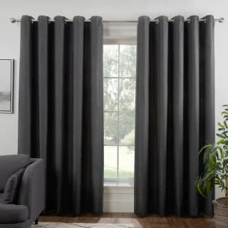 B&M Colorado Hopsack Fully Lined Charcoal Eyelet Curtains 90 X 90"