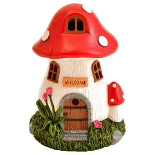 B&M Assorted Mushroom House Ornament With Glowing Solar Light - Image 2