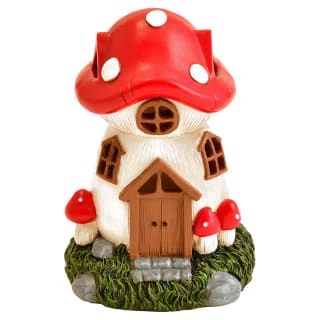 B&M Assorted Mushroom House Ornament With Glowing Solar Light - Image 4
