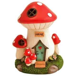 B&M Assorted Mushroom House Ornament With Glowing Solar Light - Image 3